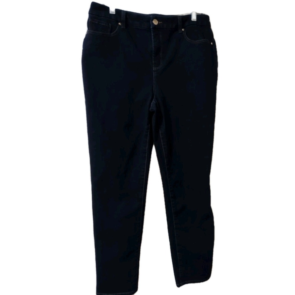 Chico's Jeans 10R Womens 33/28 So Slimming Girlfriend Ankle Dark Indigo Slim Leg
